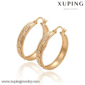 29583 Xuping Moda Big Hoop Earring, Brinco de Diamante Banhado a Ouro 18K